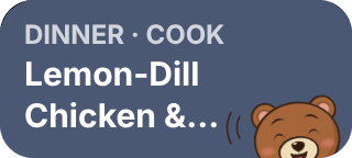 MealBear Lock Screen widget: tonight's dinner